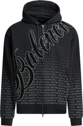 Balenciaga Hoodies, male, Black, Size: XL Big B Oversized Zip-Up Hoodie