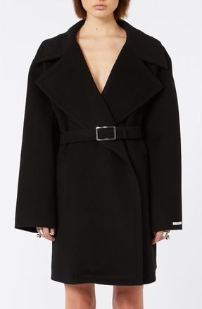 Sportmax Pagine Belted Virgin Wool Coat in Black at Nordstrom, Size X-Small