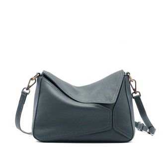 Generic Compatible For Leather Womens Geometric Shoulder Bag For Ladies Large Capacity Pillow Crossbody Handbag(Blue)