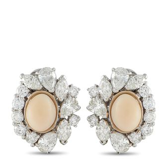 Luxury Bazaar 18K White Gold 6.0ct Diamond and Conch Pearl Clip-On Earrings MF18-062526