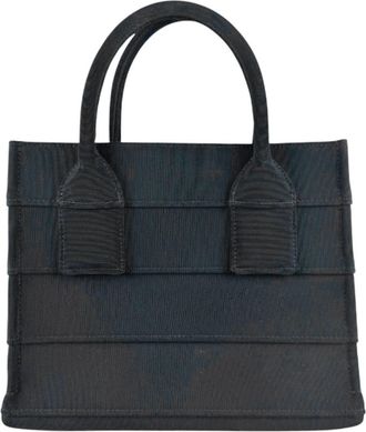 Ferragamo Black Canvas Handbag Tote Bag (Pre-Owned)
