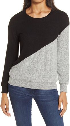 Gibsonlook Diagonal Colorblock Pullover in Heather Grey/Black at Nordstrom, Size Small