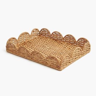 Mrs. Alice Natural Small Scalloped Rattan Tray in Neutral at Nordstrom