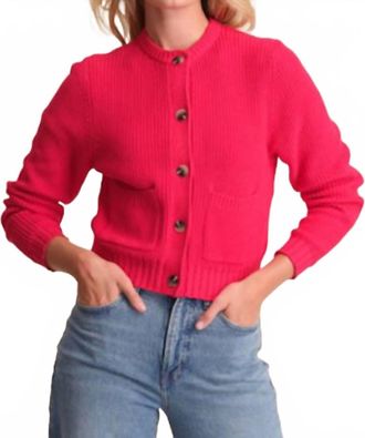 525 america Palmer Crewneck Cardigan In Cherry Red