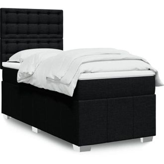 vidaXL Cama Box Spring Con Colch&oacute;n Tela Negro 80x200 Cm Vidaxl