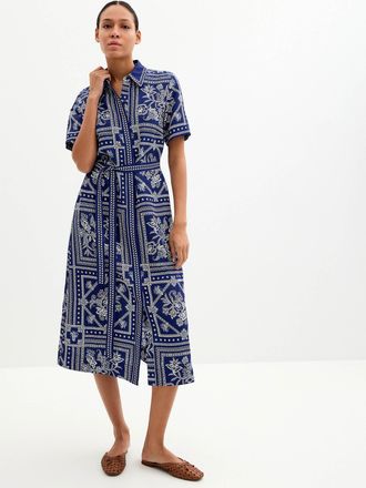 Contemporaine Womens Greek ceramic belted shirtdress