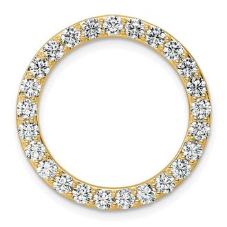 Diamond2Deal 14k Yellow Gold 2 Ct Lab Grown Diamond Circle Chain Slide Pendant