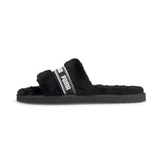 Puma Womens Fluff Bx Slippers, black white, 5.5 UK