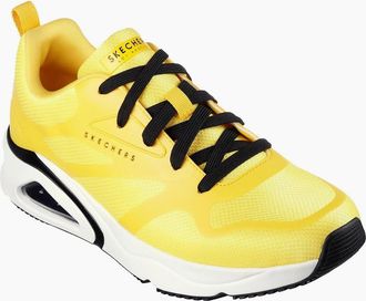 Skechers Mens Mesh Print Overlay Low Top Trainers - Yellow - Size: 8.5 42.5