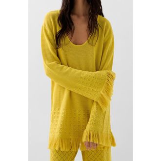 Scalpers Pointelle Knit Jumper in Yellow at Nordstrom, Size Medium Eu