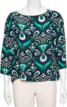 M Missoni Multicolor Printed Silk Crew Neck Top