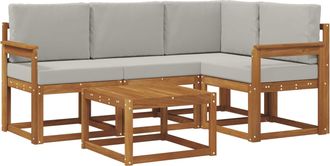 vidaXL Conjunto De Sof&aacute;s De Exterior 5 Uds. Natural Y Gris Claro Vidaxl