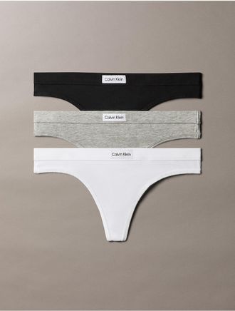 Calvin Klein Womens Cotton Stretch Comfort 3-Pack Thong - Multi - XL