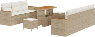 vidaXL Vidaxl - Garden Sofa Set with Cushion 10 pcs Beige Poly rattan