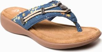 Minnetonka Womens Silverthorn 360 Toe Post Sandal In Floral Denim