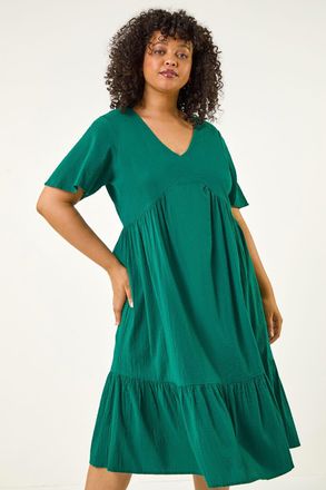 Roman Textured V-Neck Midi Dress