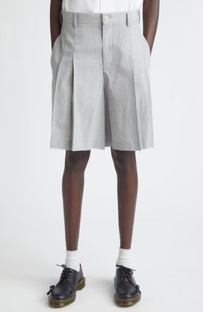 Comme Des Gar&ccedil;ons Pleated Yarn Dyed Tropical Wool Shorts in Grey/Pink at Nordstrom, Size X-Small
