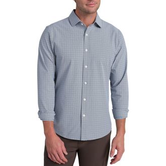 Rhone State of Mind Check Slim Fit Button-Up Shirt in Blue Pearl Houndstooth at Nordstrom, Size X-Large