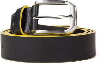 Momo Design Mens Belt Black-Yellow Genuine Leather Accessories - Black/yellow