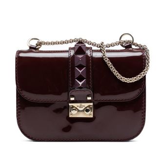 Valentino Pre-owned Valentino Small Patent Rockstud Glam Lock Crossbody Ladies KWM1L3D4DYTZ5UOD
