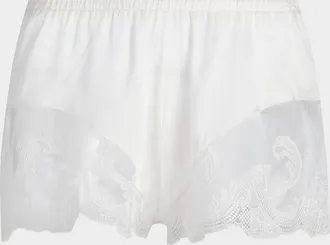 Kiki De Montparnasse Voltaire Lace-Trim Stretch-Silk Shorts