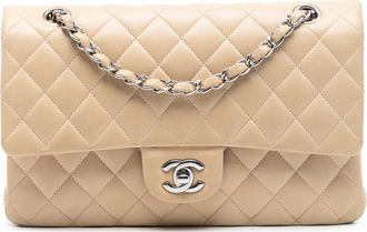 Chanel Pre-owned Womens Medium Classic Lambskin Double Flap - Peach Leather - One Size