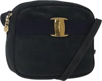 Ferragamo Pre-owned Suede shoulder-bags - Dames - Vintage Schoudertas - Blauw - ONE Size - Su&egrave;de - Vintage