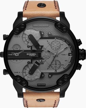 Diesel Mens Diesel DZ7406 Mr. Daddy 2.0 Chronograph Brown Leather Mens Watch - Black