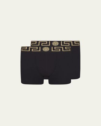 Versace Two-Pack Greca Border Long Boxer Trunks
