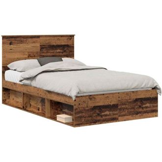 vidaXL Estructura De Cama Con Cabecera Madera Vieja 120 X 190 Cm Vidaxl