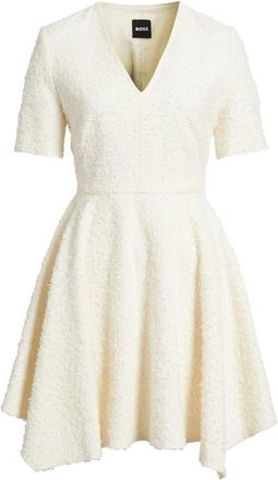 BOSS Daletar1 Tweed Skater Dress in Soft Cream Eyelash Tweed at Nordstrom, Size 10