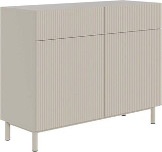 Selsey Selsey Veldio New - Aparador De 2 Puertas Con Frente Acanalado Y 2 Cajones, Greige, 100 Cm