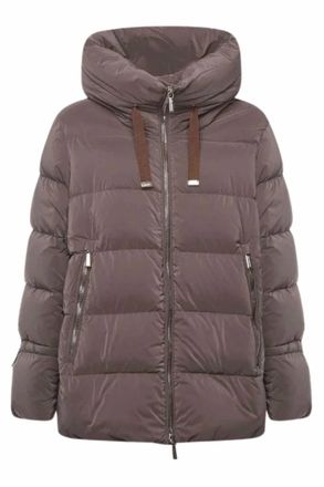 Moorer Mens Hooded Quilted Down Jacket In Cacao