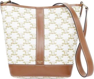 Celine Celine Brown Triomphe Canvas & Calfskin 2021 Small Bucket Bag T (Authentic Pre-Loved)