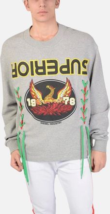 Diesel Mens DIESEL S FREMONT Mens Sweatshirts Oversized Pull On Crew Neck Long Sleeve Jumper - Grey - Size: 36