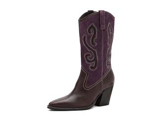 Free People Farrah Western Boots Womens Boots Chocolate/Burgundy : EU 37.5 (US Womens 7.5) M, Leather