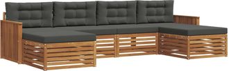 vidaXL Conjunto De Sof&aacute;s De Exterior 6 Uds. Natural Y Antracita Vidaxl