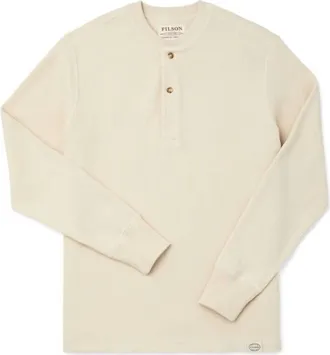 Filson Mens Waffle Knit Henley Tee In Sand