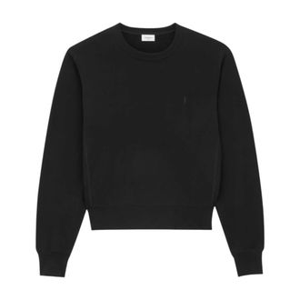 Saint Laurent Cassandre Geborduurde Sweatshirt - Dames - Sweatshirts - Zwart - M - Katoen - Hoodies & sweatvesten