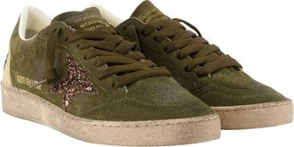 Golden Goose Womens Ballstar Sneakers - Golden Goose Deluxe Brand Leather Green Calfskin Shoes