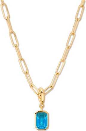 Brook & York Mackenzie Birthstone Paper Clip Chain Pendant Necklace in Gold - December at Nordstrom