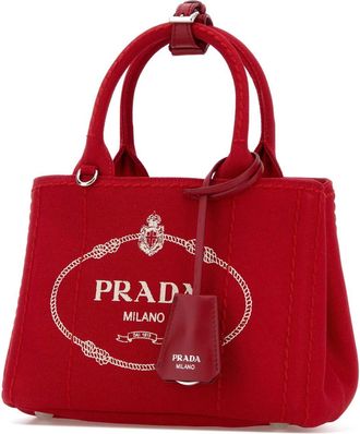 Prada Womens Red Canvas Mini Prada Jardini&atilde;&uml;re Handbag Rosso Borse A Mano Bag