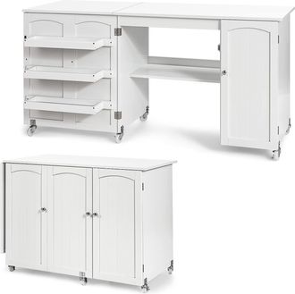Costway Costway Mesa Plegable De Costura, Mesa Vers&aacute;til Abatible Para Manualidades Con Superficie Amplia, Escritorio Para Ordenador Con Ruedas Bloqueables (bl