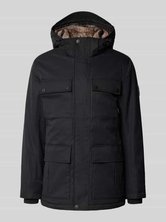Tom Tailor Regular Fit Parka mit Webpelz-Kapuzenfutter in Black, Gr&ouml;&szlig;e M