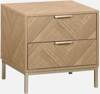 Sweeek Mesita de noche de efecto madera con dibujo de espiga