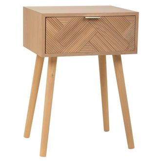 Wanderlust Deco Mesita de madera de 1 cajon marron 45x34x64