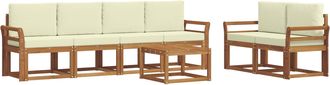 vidaXL Conjunto De Sof&aacute;s De Exterior 7 Uds. Natural Y Crema Vidaxl
