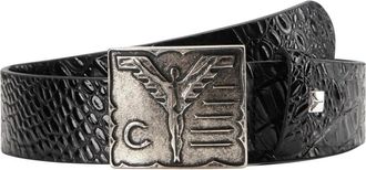 Carlo Colucci Leren Riem met Krokodillenreli&euml;f - Heren - Riemen - Zwart - 105 CM - Leer - Accessoires