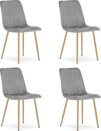 OEM Silla Lava - Terciopelo Gris Claro / Patas Color Madera X 4