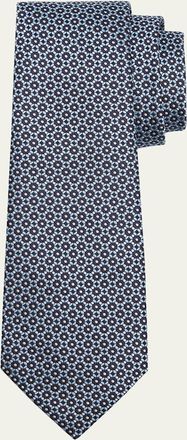 Ermenegildo Zegna Mens Geometric Circle Jacquard Silk Tie